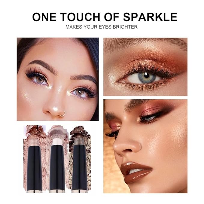 Green Eyeshadow Stick Makeup, Long-Lasting Waterproof Eye Shadow Pencil, Hypoallergenic Smudge-Proof Glitter Primer Palette Shimmer Eyeliner, Easy to Blend Eye Make Up