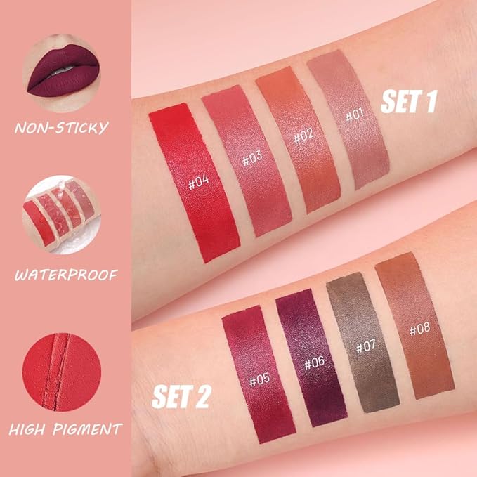 Matte Lip Lipstick Crayon Lip Liner Thick Pencil, High-Pigment Outline lips, Non-sticky Matte Velvet Texture, Waterproof & Smudge-Proof Longwear Pigmented, Fit for all tones 08#