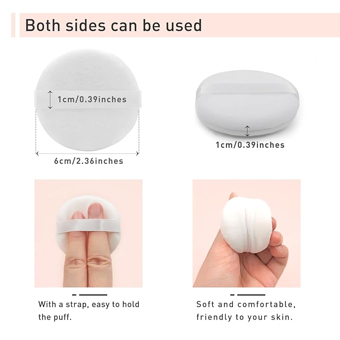 12 PCS Cotton Powder Puff, Face Puff Makeup Puffs Pads, Velour Powder Puff Round Fluffy Puff for Loose Powder Foundation (Blue)