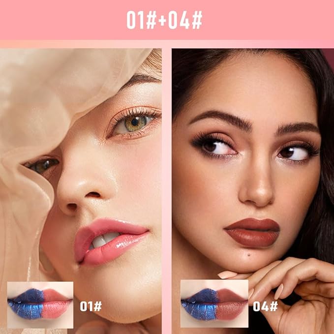 Lip Stain Peel Off – Wipe-Off Lip Stain Tattoo | Long Lasting Waterproof Lip Tint, High-Pigment Matte Lip Color, Smudge & Transfer Proof Lip Stains Masque, Kiss-Proof All-Day Lip Makeup 01#+04#