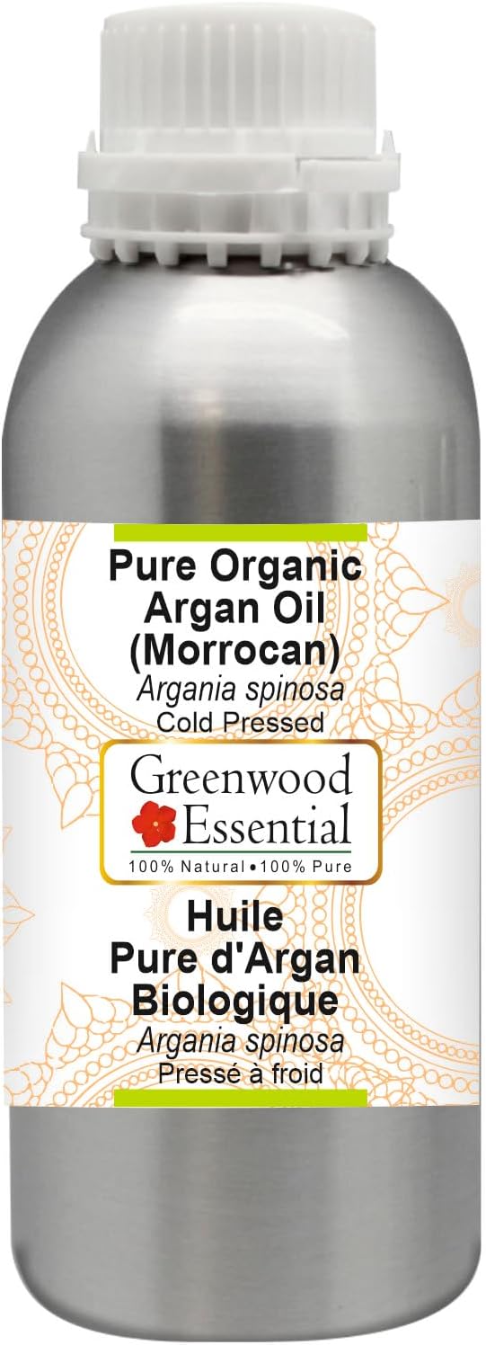 Greenwood Essential Pure Organic Argan (Moroccan) Oil (Argania spinosa) Cold Pressed 300ml (10 oz)