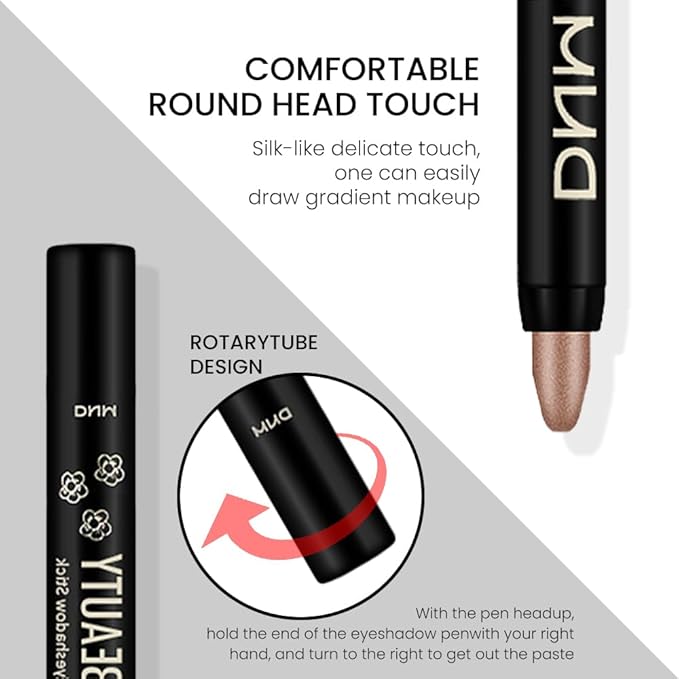 evpct Bronze Gold Shimmer Cream Eye Shadow Brightener Sticks Set for Eyes, Bronze Gold Shimmery Matte Pencil Eye shadow Applicator Stick Pen Palette Makeup Waterproof sombras en crema para ojos 05#