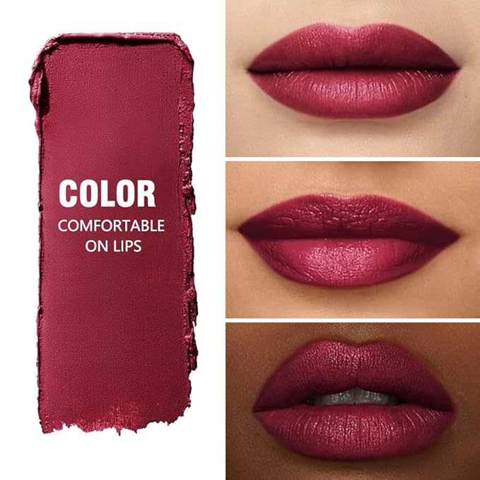 Matte Lipstick Crayon Set for Women, Cherry Red 24 Hour Lipstick Lip Liner Pencil, Neutral Lip Stick Lipliner Long Lasting Waterproof Smudge Proof, Vegan & Cruelty-Free, 06