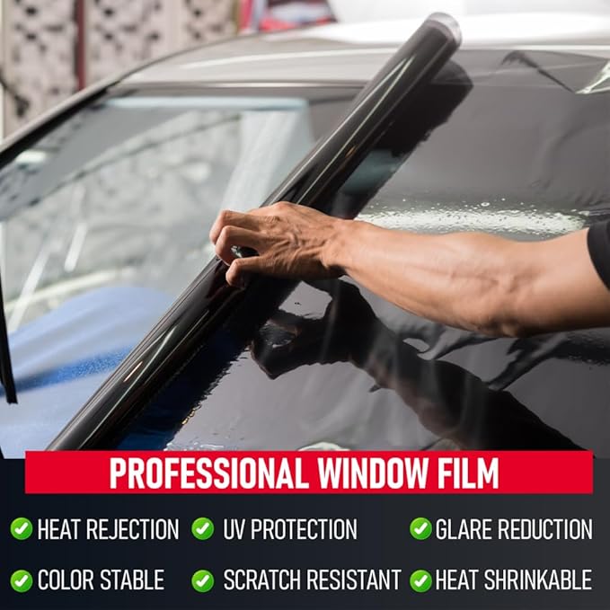United Window Tint 40" in x 100'Ft 2Ply Nano Carbon Film with 3% VLT - Privacy Window Tint for Cars, Home -Blocks UV/IR Rays, Reduce Heat & Glare - Adhesive Film with Lifetime Color Stability