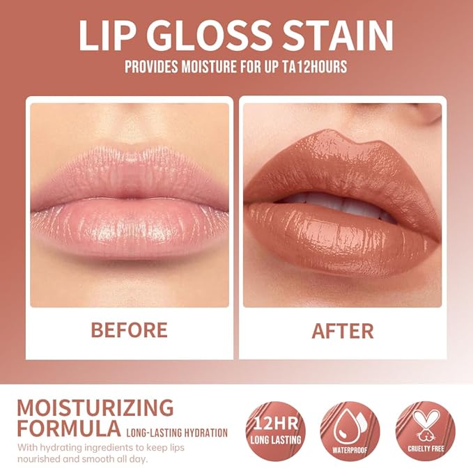 12 Colors Lip Gloss Set, High-Shine Waterproof Collection, Long Lasting Moisturizing Formula with Mirror Finish, Adult (6#, 1 Count (Pack of 1))