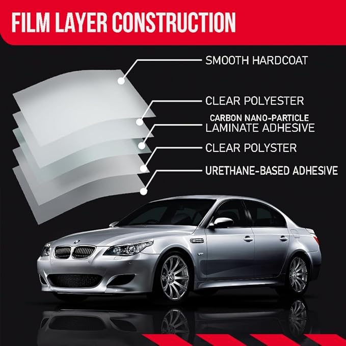 United Window Tint Car Film 36" in x 100'Ft MAX Nano Carbon Film 2Ply 20% VLT - Clear Polyester Privacy Window Tint Blocks UV/IR Rays, Heat & Glare- Laminate Adhesive with Lifetime Color Stability…