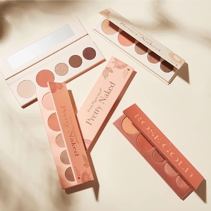 100% PURE Pretty Naked Makeup Palette All in One Compact 3 Eyeshadow, Blush, Face Highlighter, Fruit Pigmented Natural Nude, Neutral Looks for All Skin Types - Vegan (Soft, Neutral Tones)