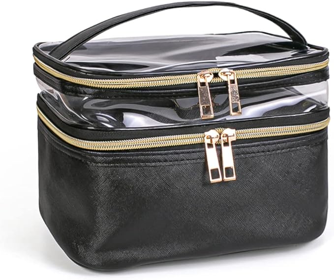 Travel Makeup Bag Makeup Organizer Bag Cosmetic Bag Makeup Bags for Women Cosmetics Cases Portable Waterproof Foldable Black