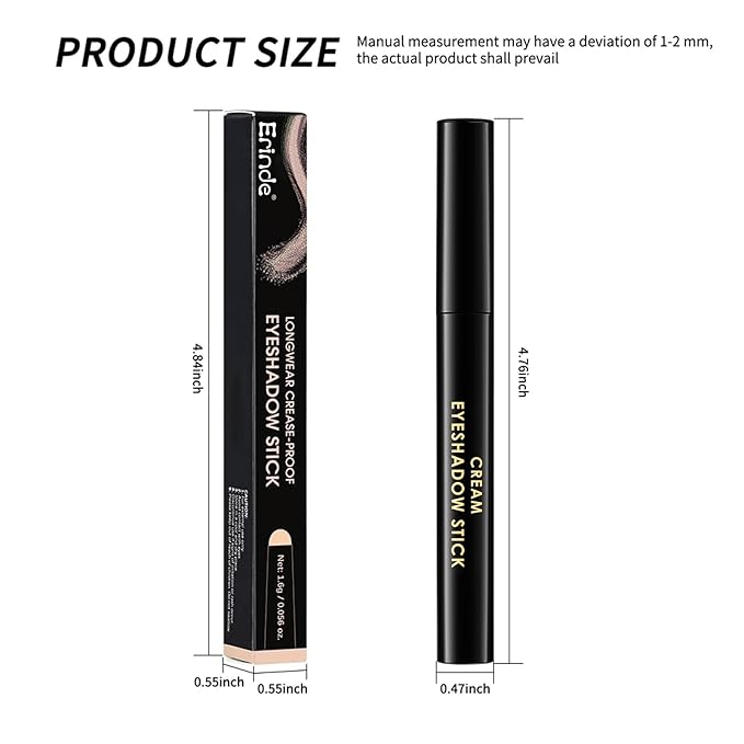 Erinde Waterproof Eyeshadow Stick, Cream Eye Shadow Stick, Long-Lasting, Crease-Proof, Cream to Powder Buildable & Blendable Eye Shadow Pencils Crayon, Vegan & Cruelty-Free, 12 Light Taupe