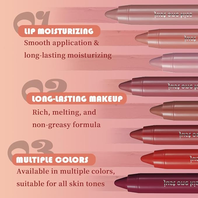 2Pcs Mauve & Pink Hydrating Cream Lipsticks Lip Crayon for Women, Moisturing Lipstick Longwear Lip Liner Crayon Set for Ombre Shades, Matte Creamy Lips Stick Natural Nourishing Lips Balm Set, B