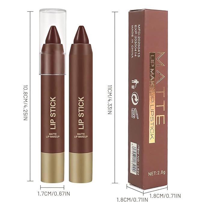 Matte Lipstick Crayon for Women, Dark Purple 24 Hour Lipstick Lip Liner Pencil, Neutral Lip Stick Lipliner Long Lasting Waterproof Smudge Proof, Vegan & Cruelty-Free, 05