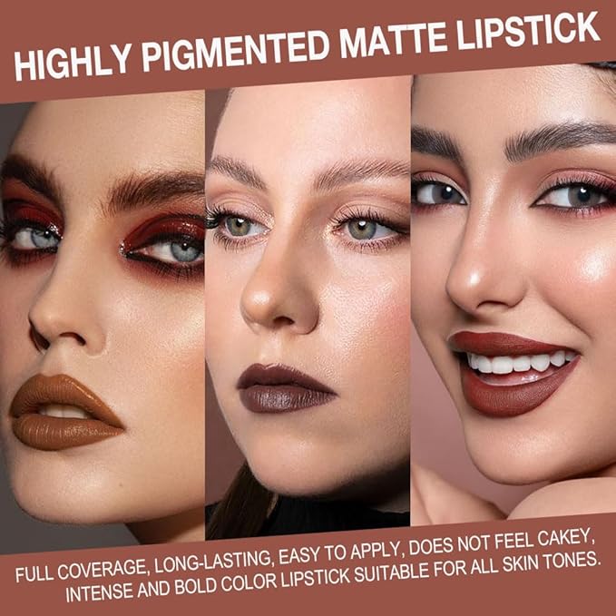 3Pcs Lip Liner and Lipstick Combo Sets, Gradient Matte lip bar matte lipstick And Lip Liner Set, Contour Gradual Ombre Effect Lip Pencil For Old Women, Long Lasting Waterproof Smudge Proof Lipstick