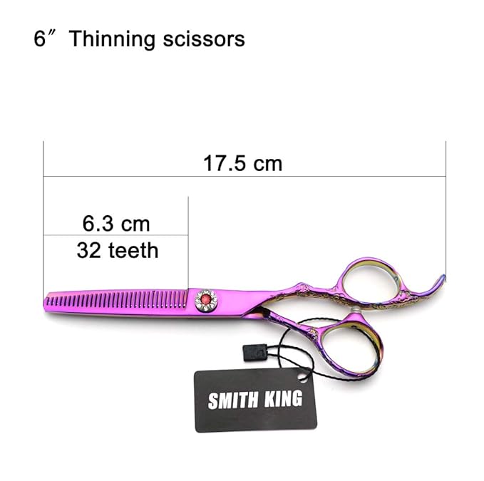 Professional Hair Cutting Scissors Set with Razor Comb Case,Hair cutting shears Hair Thinning shears with rose handle (6.0 inches)