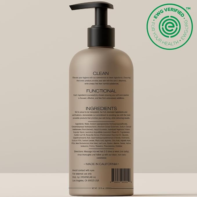 HygieneLab Men's Hair Care Duo– EWG Verified Shampoo (10 fl oz) & Conditioner (10 fl oz) – Fragrance-Free, Paraben-Free Duo for All Hair Types – Gentle Cleanse & Hydration with Premium Formula
