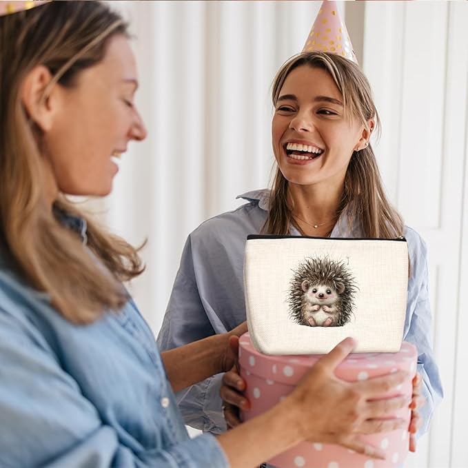Wenboco Cute Hedgehog Makeup Bag, Travel Organizer Zipper Pouch Hedgehog Makeup Case Cosmetic Bags for Women, Portable Pouch Purse Travel Toiletries Accessories, Christmas Birthday Gifts for Women
