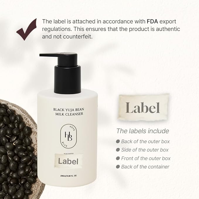 HEVEBLUE Black Yuja Bean Milk Cleanser - Sensitive Skin, Korean Skincare, Vegan, Hypoallergenic, Moisturizing, Hydrating, First Facial Cleansing, Cleansing Milk, K-Beauty, Gentle Face Wash