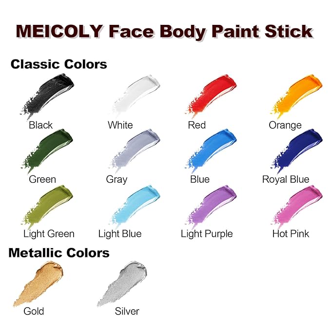 MEICOLY Royal Blue Face Body Paint Stick(1.06 Oz),Scary Clown Makeup,Waterproof Blue Eye Black Baseball/Softball/Football,Face Paint Stick for Halloween,Smurf Mystique Cosplay,Avatar SFX Makeup