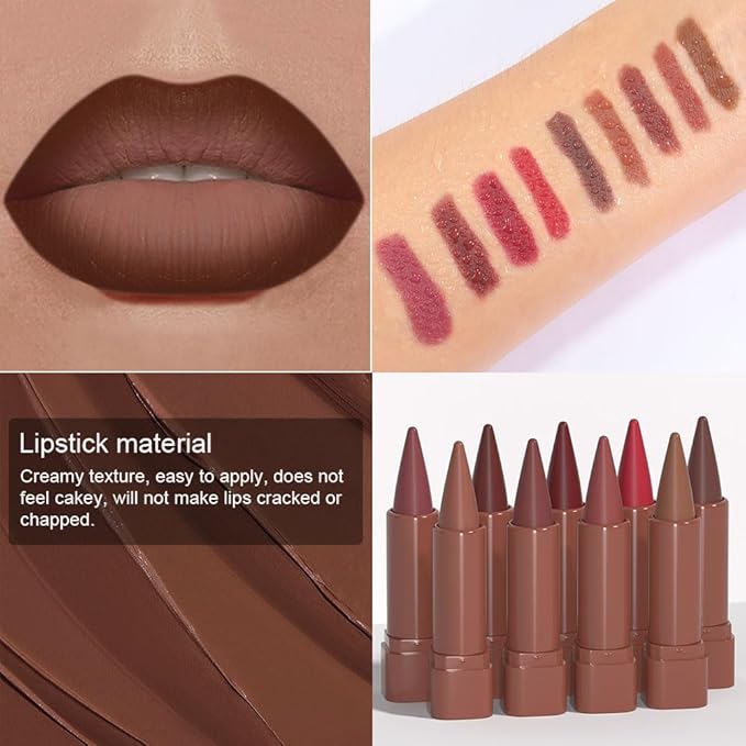 BINGBRUSH 2-in-1 Gradient Lip Liner & Lipstick Combo,2Pcs Matte Longwear Waterproof Lip Pencil with Cone Tip,Smudge Proof Crayon for Flawless Ombre Contour,Women's Long Lasting Makeup Set(06#&07)
