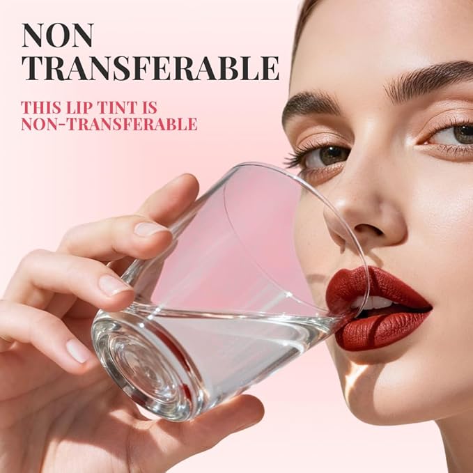 2 PCS Lip Gloss Color Peel Off Lip Stain, Long Lasting Lipstain Peel Off, Charming Lipstick Transfer Proof No Stick Cup (03-Positive Red and 04-Light Pink)
