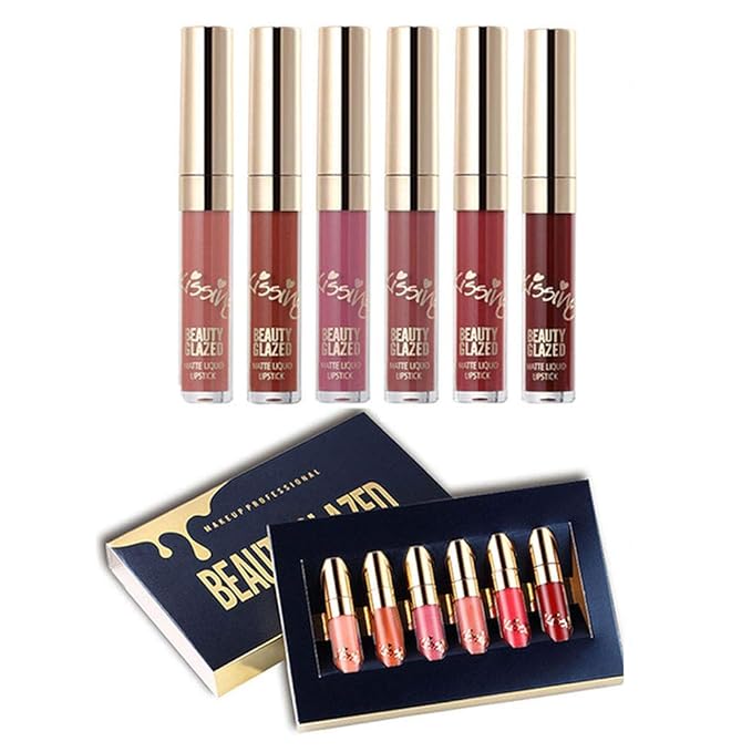 BestLand 6Pcs Matte Liquid Lipstick Set - Non-Stick, Waterproof, Long-Lasting Shades - Durable Lipgloss Beauty Cosmetics Makeup Set - Perfect Gifts for Women and Girls
