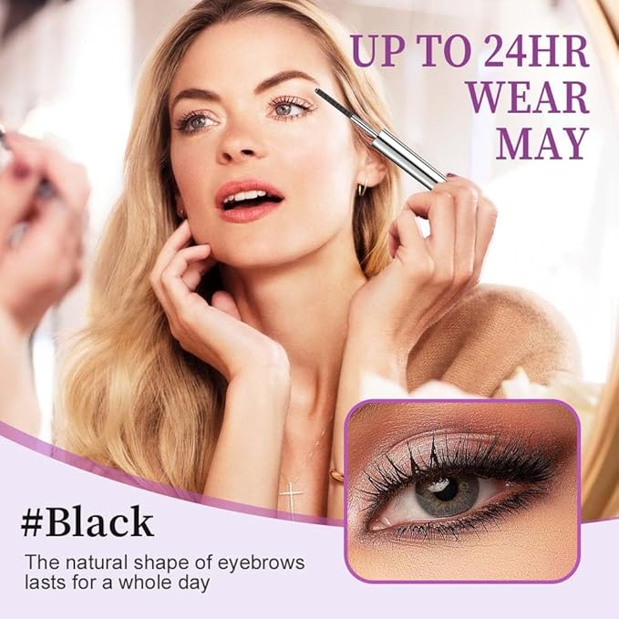 Iron Wand Mascara Waterproof, Metal Wand Mascara Tubing, Long Lasting 3D Curling Eyelash, Eyes Makeup Smudge-Proof Separated Lashes Natural Length (1PCS Black)