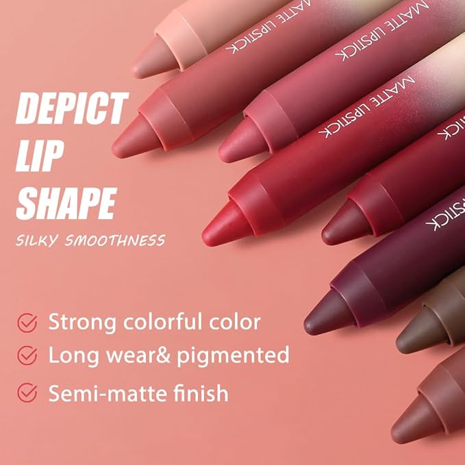 BINGBRUSH 2in1 Matte Lip Liner and Lipstick Combo, Lipstick for Women, Longwear Waterproof Lip Liner Pencil, Matte lipstick Smudge Proof Lip Combo sets, Women's Long Lasting Lip Makeup (2#Peach Heat)