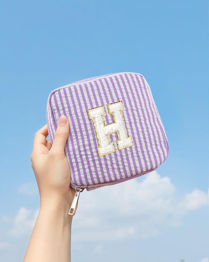 LETGO Preppy Stuff for Teen Girls, Gifts for Teen Girls Birthday Gifts Idea for Mom Her | Personalized Cute Makeup Bag for Girlfriend | 21st Birthday Gifts for Her Makeup Pouch Monogram Makeup Bag