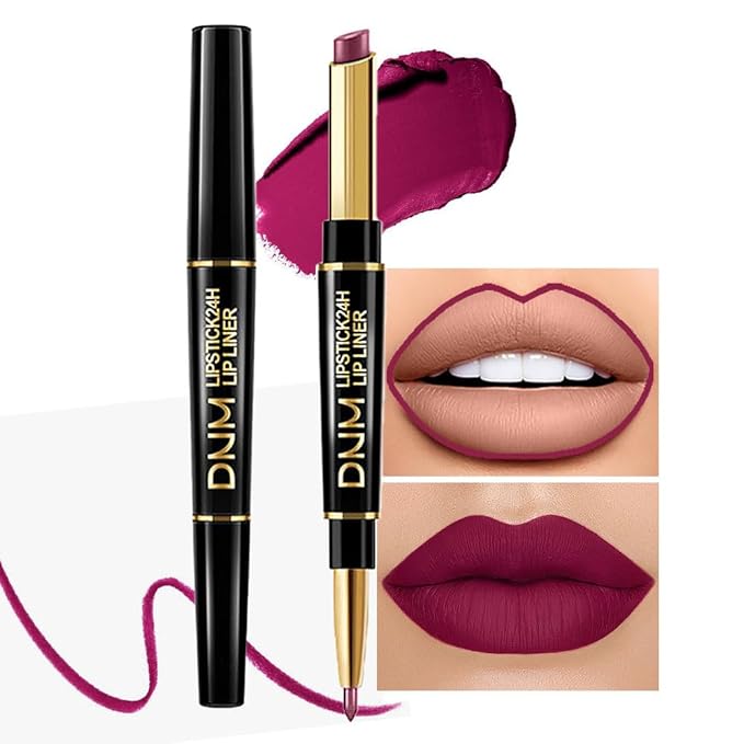 evpct 1Pcs Plum Purple Lip Liner and Lipstick Set Kit for Women Matte Lips Kit with Lip Liner Lip Stains Long Lasting Waterproof 24 Hour Lipstick and Lip Liners Combo Lipliners Pencil Set 05#