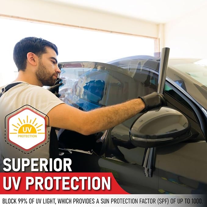 United Window Tint Universal Black 50% VLT 24" in x 100'Ft Standard Dyed 1Ply Film Black Color - Privacy Window Tint for Car, Home, Blocks UV/IR Rays, Reduce Heat & Glare Adhesive Window Film