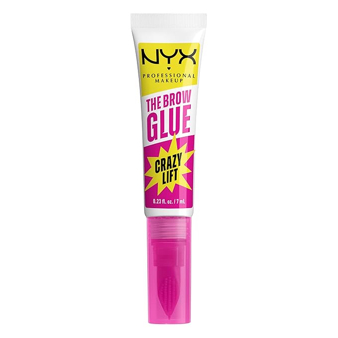 NYX PROFESSIONAL MAKEUP The Brow Glue Crazy Lift, Brow Lamination Gel with 16HR Strong Hold & Built-In Styling Comb - Clear Eyebrow Gel