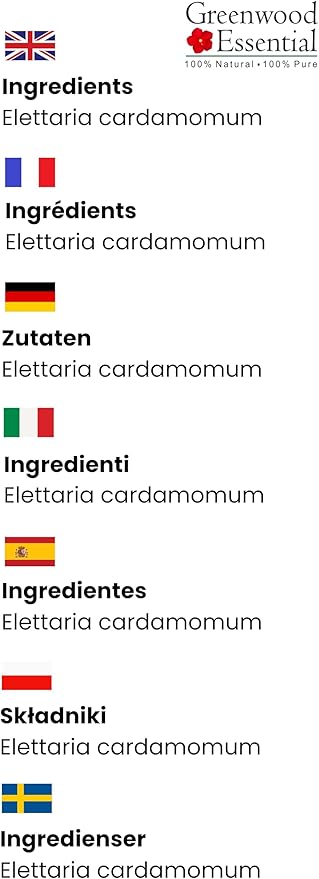 Greenwood Essential Cardamom Essential Oil (Elettaria cardamomum) Pure | Non-Sticky | Non-Greasy | Lightweight | Men & Women | All Skin Types | Steam Distilled 15ml (0.50 oz)