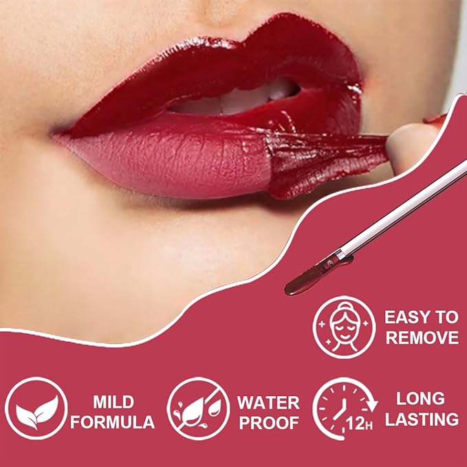 3 Colors Peel Off Lip Liner with Tweezer Kit, Rich Color Matte Finish Lip Tint Stains Makeup Set for Women, Long Lasting, Waterproof, Smudge Proof, For All Skin Types (#1, #3, #5)