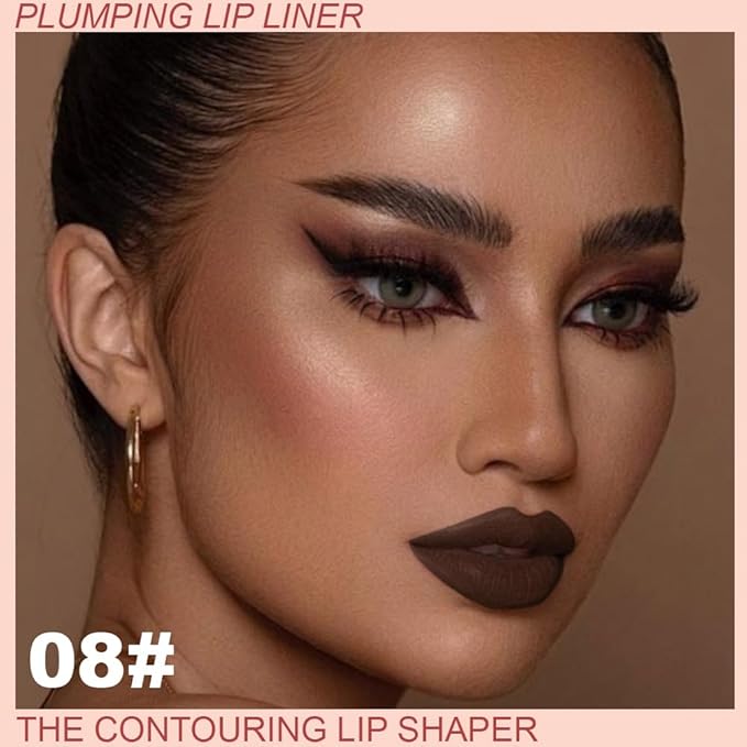 SUAKE Plump Matt Lipstick Lipliner Pencil Pack,Waterproof Crayon with Silicone Smudger for Define Contours & Sculpting Lip, Longwear Moisture Smooth Creamy Formula for Lip Makeup (08# Stretch)