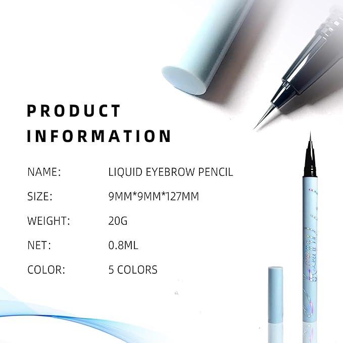 Ultra-fine Eyebrow Pen - Waterproof Lift & Snatch Liquid Eyebrow Pen, 5 Colors, Dark Brown, Long Lasting Smooth Soft Eye Brow Tint