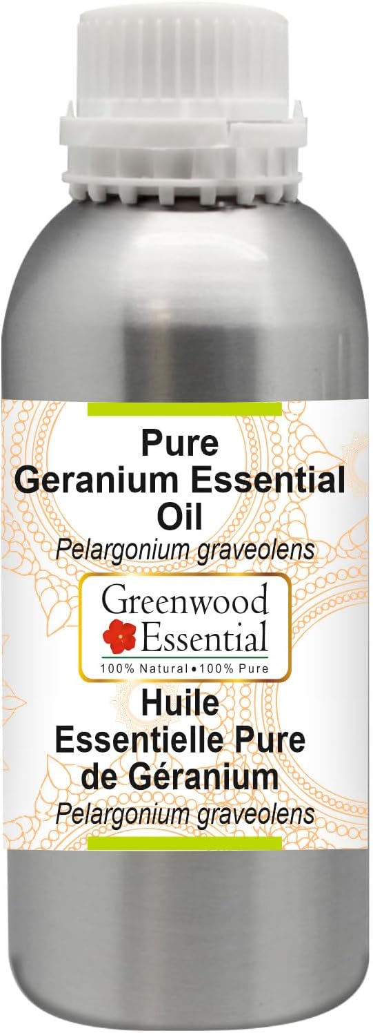 Greenwood Essential Pure Geranium Essential Oil (Pelargonium graveolens) Steam Distilled 630ml (21.3 oz)