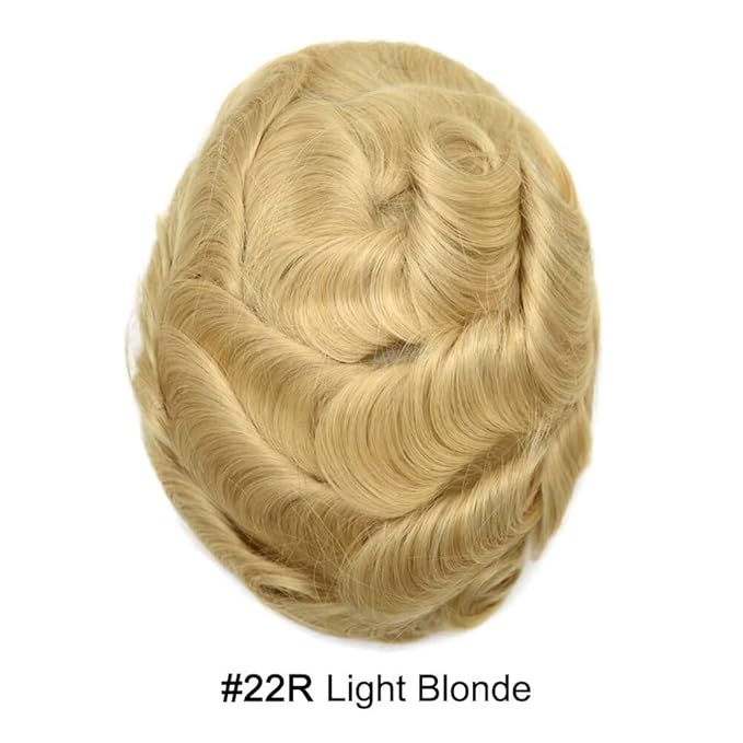 FACE MIRACLE Hair System for Men French Lace Mens Toupee Human Hair Replacement System Lace with PU Toupee for Men Male Hair Piece Wigs 6"X8" #22R