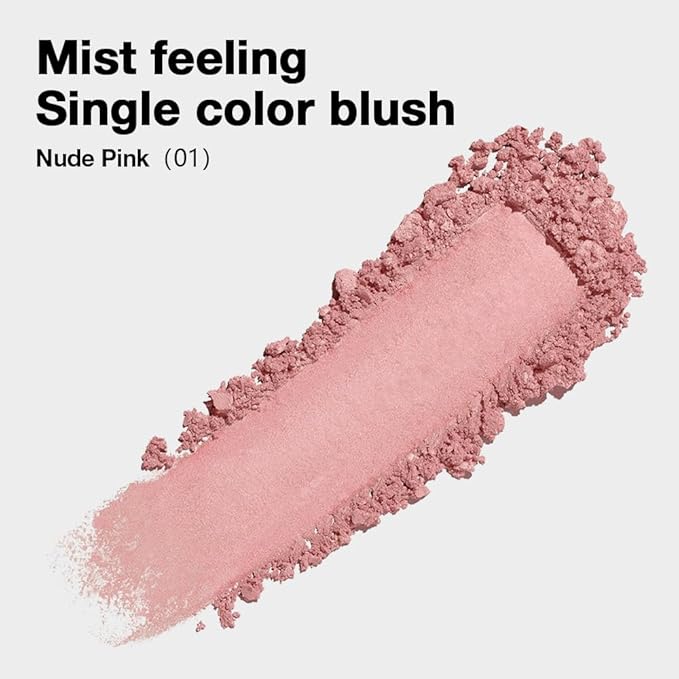 Single Soft Rose Pink Matte Powder Blush Palette Face Makeup, Blush for Looks Younger Cheeks, Monochrome Cream Blushes Lightweight Long Lasting, Blush for Women All Skin Tones Paleta de, 01