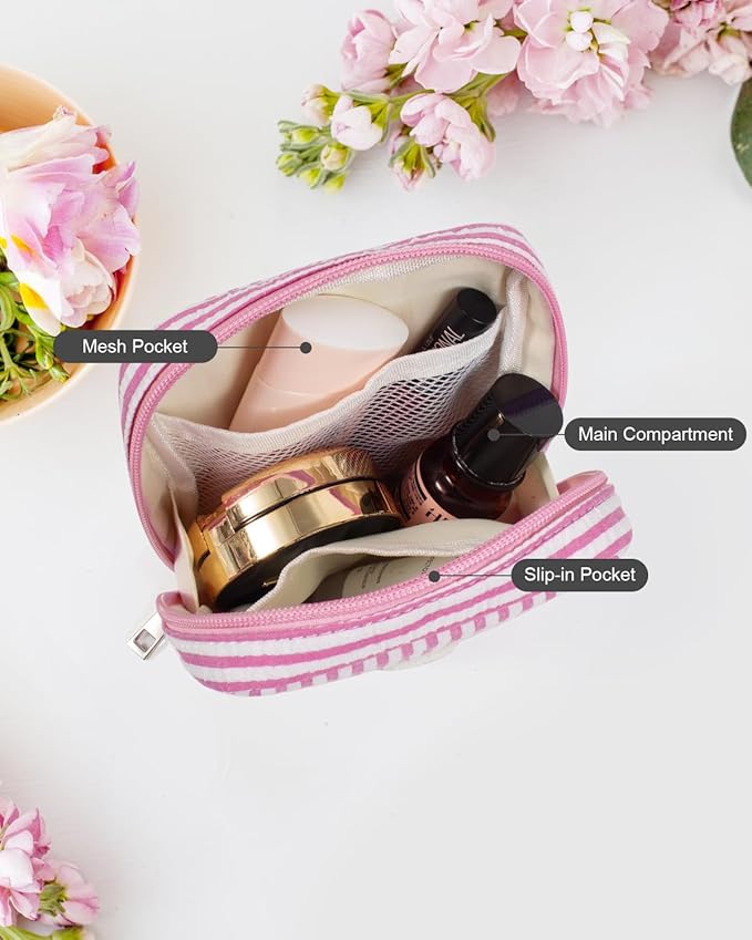 LETGO Birthday Gifts for Mom - Initial Cute Pink Makeup Bag Pouch Gifts for Niece Sister Friend Female Her Mom | Birthday Gifts for Women Daughter | Cosmetic Travel Case Weekend Bag