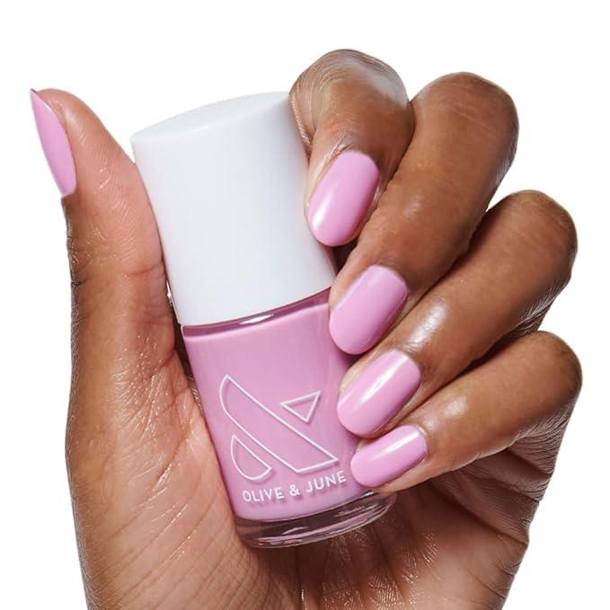 Olive & June Long Lasting Nail Polish | Plump, Gel-Like Finish No Lamp Needed | Lasts up to 10 days | Salon-Quality Color at Home | 15-Free, Vegan Cruelty-Free Chip-Resistant Shine | JM Pinky Lavender