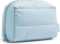 BAGSMART Cute Puffy Makeup Bag, Wide Opening Cosmetic Bag Compact & Spacious, Water-Resistant Travel Organizer Pouches for Women (Baby Blue)