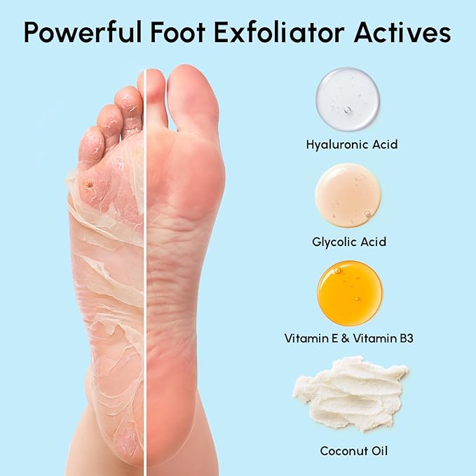 MAREE Foot Peeling Mask – 3-in-1 Foot Mask for Dry Cracked Feet, Callus Remover – Dead Skin Exfoliating Foot Peel Mask with Glycolic Acid – Moisturizing Socks for Men – Spa Self Care Gifts for Women