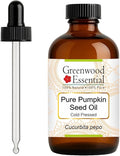 Greenwood Essential Pure Pumpkin Seed Oil (Cucurbita Pepo) with Glass Dropper Cold Pressed 120ml (4 oz)