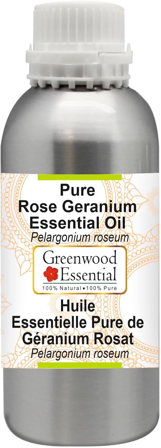 Greenwood Essential Pure Rose Geranium Essential Oil (Pelargonium roseum) Steam Distilled 1250ml (42.2 oz)