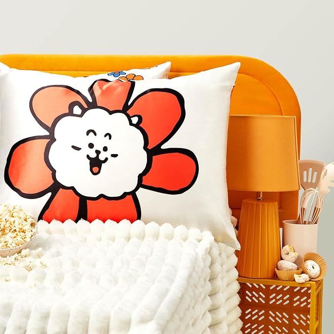 Kitsch x BT21 (RJ) Satin Pillowcase with Zipper for Hair & Skin - Softer Than Silk Pillow Cases, Smooth Cooling Pillow Cover, Wrinkle-Free, Machine Washable, Queen/Standard (19x26)