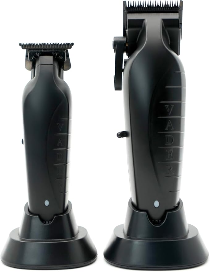 Supreme Trimmer 2-in-1 Vader Clipper & Trimmer Kit | Cordless Beard Trimmer & Mens Clippers Set for Barbers or Home | with DLC Coated Blades | Black