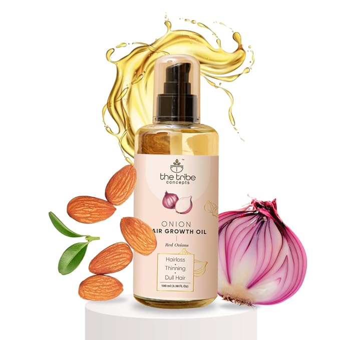 The Tribe Concepts Onion Hair Oil For Hair Growth Hair Fall Control With Almond And Coconut Oil, 100 ml Pack of 1 Clear