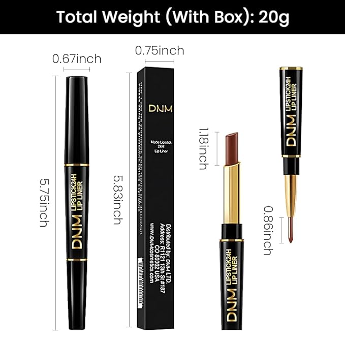 2-in-1 Dark Brown Lip Liner & Lipstick Set Kit for Women, Matte Lips Kit with Lip Liner Lip Stains Long Lasting Waterproof 24 Hour Lipstick and Lip Liners Combo Lipliners Pencil Set 39
