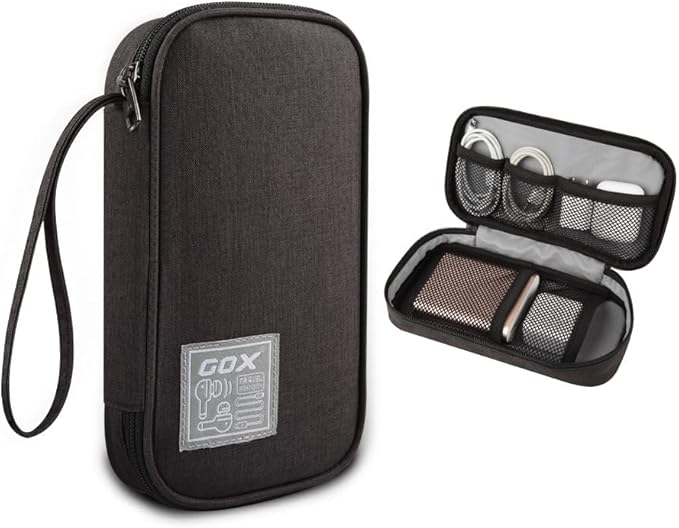 GOX Electronic Cable Tech Cord Organizer Travel Case Small Cable Storage Bag for Earbuds Charger Pouch