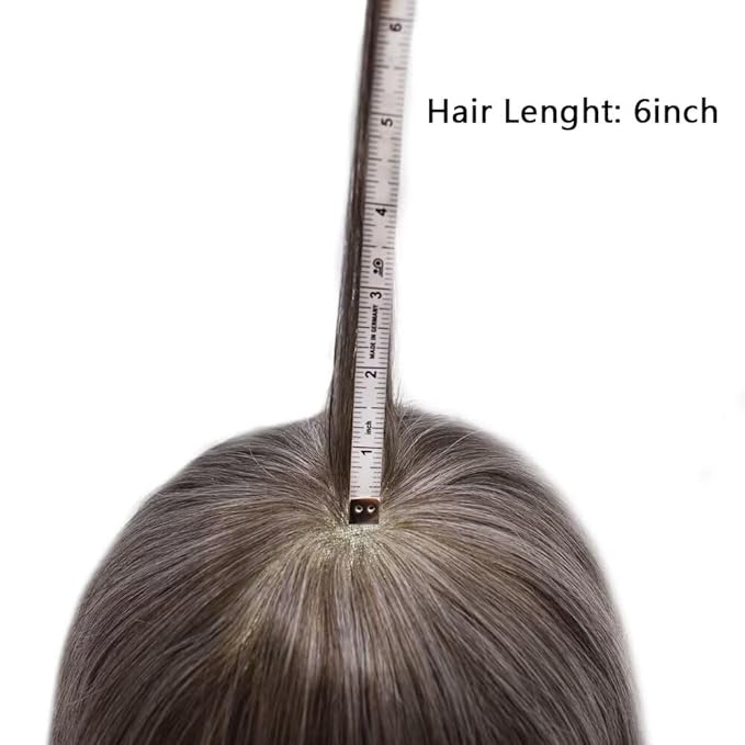 FACE MIRACLE Hair System for Men French Lace Mens Toupee Human Hair Replacement System Lace with PU Toupee for Men Male Hair Piece Wigs 6"X8" #365 Dark Brown with 65% Gray