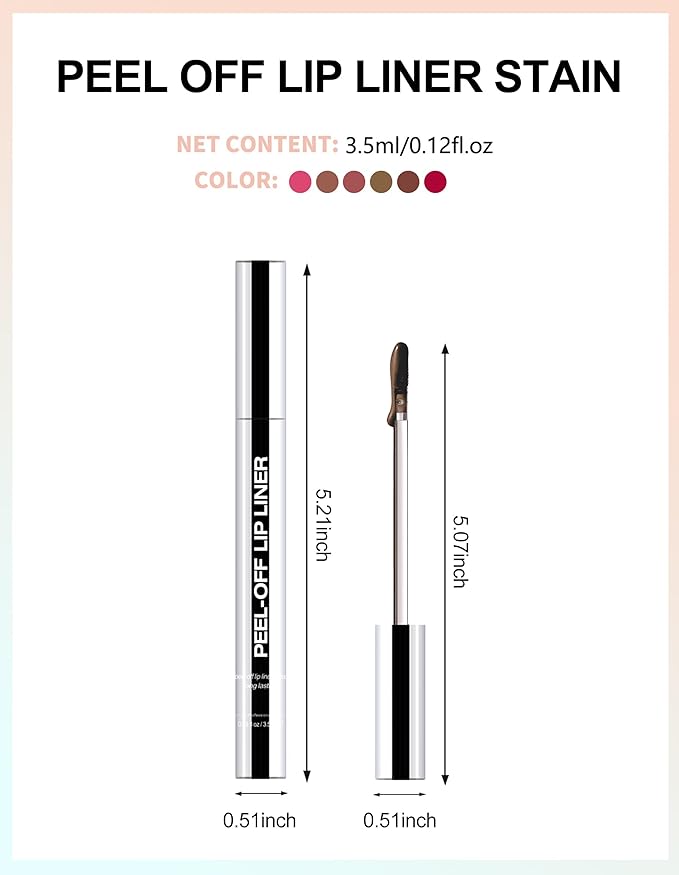 Erinde Peel Off Lip Liner Stain, Long Lasting Tattoo Lip Liner with Tweezer, Matte Finish, Waterproof Transfer Proof Lip Stain Peel Off, Non-Stick Cup Nude Lip Stain Lipliner, 02